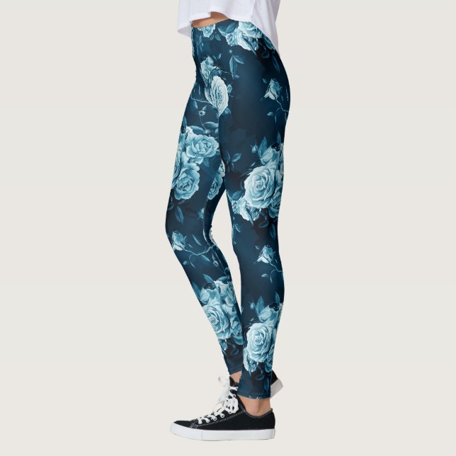 Klassisches Muster der blauen Rose Leggings (Links)