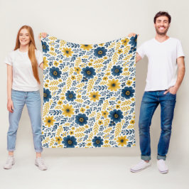 Klassisches Muster der mediterranen Blumenkunst Fleecedecke