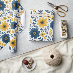 Klassisches Muster der mediterranen Blumenkunst Geschenkpapier