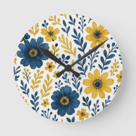 Klassisches Muster der mediterranen Blumenkunst Große Wanduhr