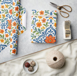 Klassisches Muster der mediterranen Flora Geschenkpapier