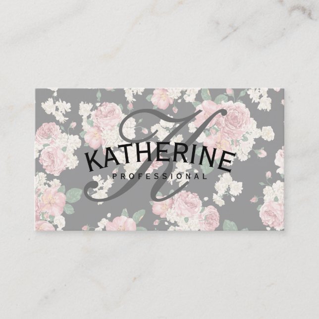 Klassisches Muster für Vintage Blume mit Bogentext Visitenkarte (Vorderseite)
