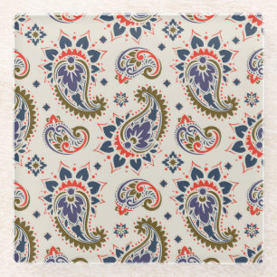 Klassisches, nahtloses Paisleydesign. Glasuntersetzer
