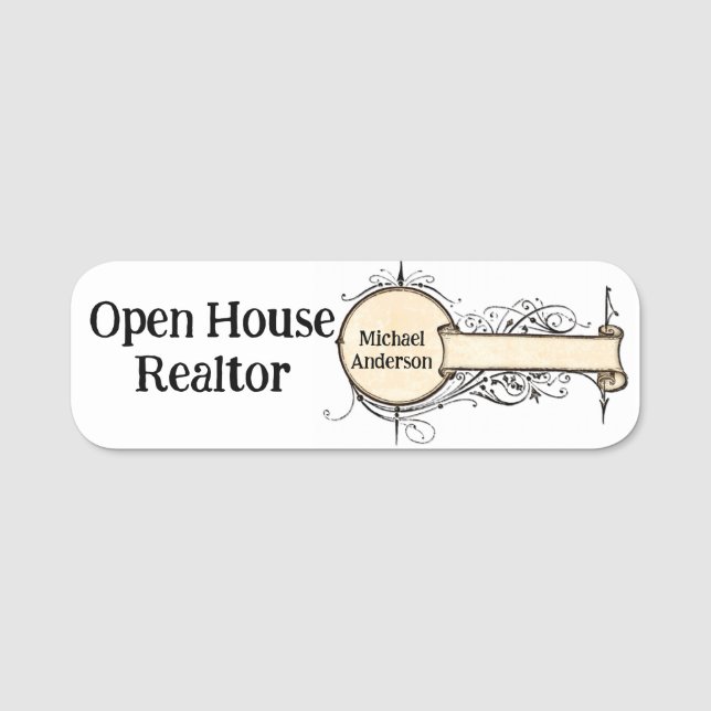 Klassisches Name-Tag Realtor Real-Anwesen Namensschild (Vorderseite)