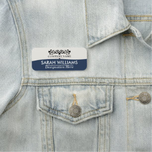 Klassisches Namensschild mit Schriftrolle Schwarz 