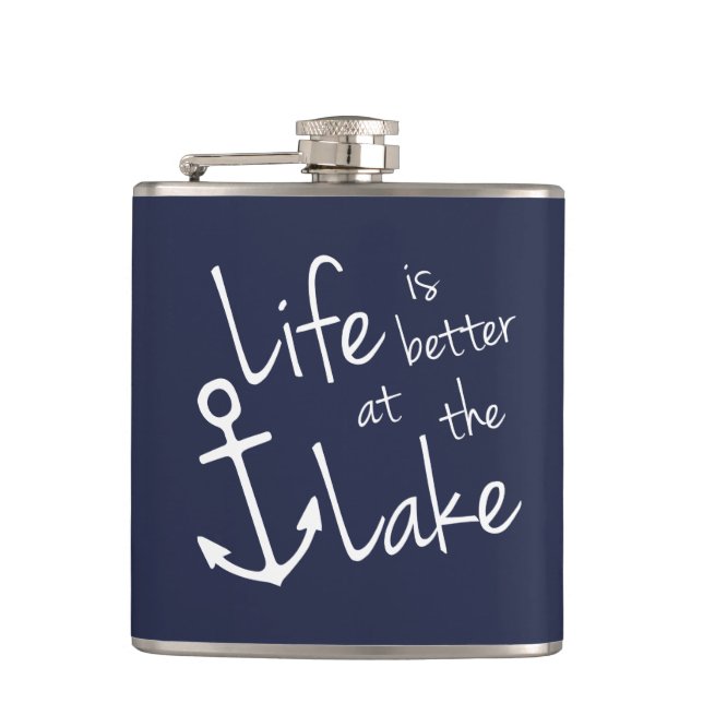 klassisches nautisches LEBEN AM SEE BESSER | Flachmann (Vorderseite)
