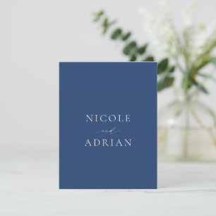 Klassisches Navy Blau Elegante Hochzeit Dankeskarte