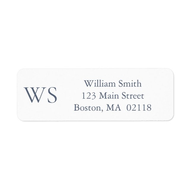 Klassisches Navy Blau Monogramm Rücksendeadresse  (Vorne)