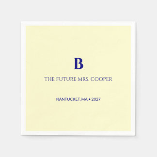 Klassisches Navy-Blau-Script-Monogramm Serviette