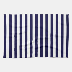 Klassisches Navy Blue and White Stripe Muster Geschirrtuch