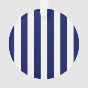 Klassisches Navy Blue and White Stripe Muster Ornament