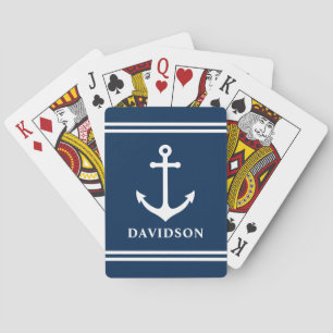 Klassisches Navy-Marineanker-Nachnamen-Monogramm Spielkarten