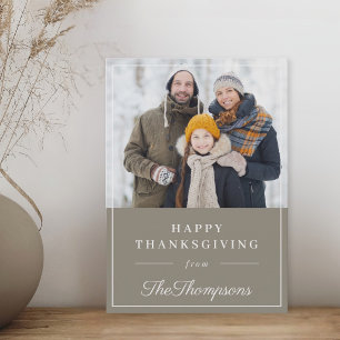 Klassisches neutrales Greige Thanksgiving-Familien Feiertagskarte