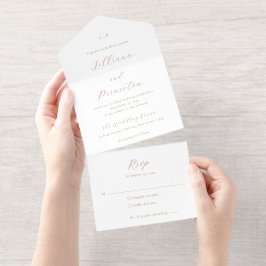 Klassisches neutrales Monogramm Elegante Hochzeit All-in-One-Einladung
