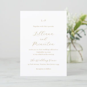 Klassisches neutrales Monogramm Elegante Hochzeit Einladung