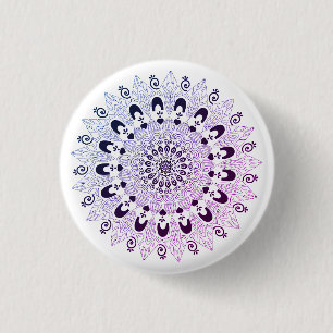 Klassisches Niedliches Mandala Blume Design Button