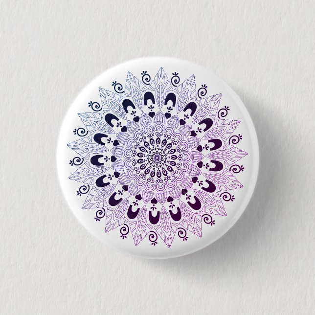 Klassisches Niedliches Mandala Blume Design Button (Vorderseite)