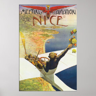 Klassisches Nizza Frankreich-Luftfahrt-Plakat Poster
