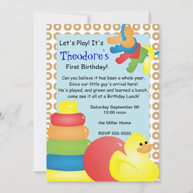 Klassisches Nostalgisches Spielzeug Einladung (Vorderseite)