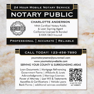 Klassisches Notarsignierungs-Agent-ID-Logo Schwarz Visitenkarte