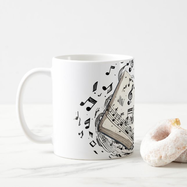 Klassisches Notenbuch Kaffeetasse (Mit Donut)