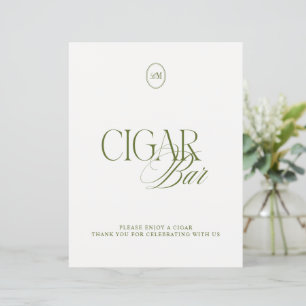 Klassisches Oliven Grün Cigar Bar Hochzeitsschild