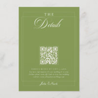 Klassisches Olivgrün Elfenbein Kalligrafie QR Deta