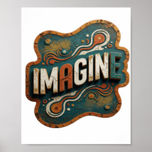 Klassisches Orange IMAGINE künstlerisches Motiv Poster
