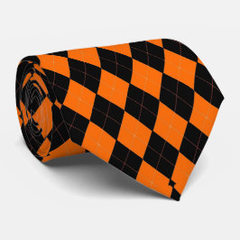 Klassisches Orange und Schwarzes Halloween-Argyle Krawatte