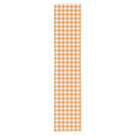 Klassisches Orange- und White Gingham Karo Muster Kurzer Tischläufer