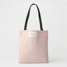 Klassisches Orange & Weiß Gingham | Personalisiert