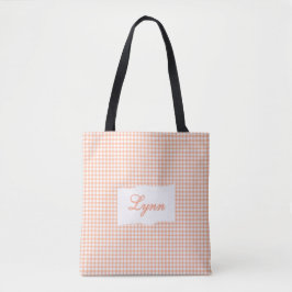 Klassisches Orange & Weiß Gingham | Personalisiert