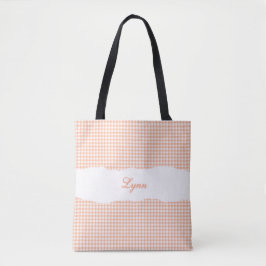 Klassisches Orange-Weiß-Gingham | Personalisierter