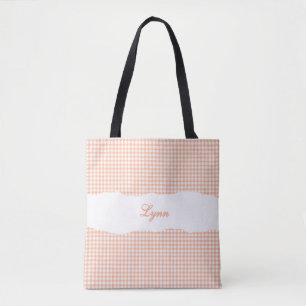 Klassisches Orange-Weiß-Gingham Personalisierter