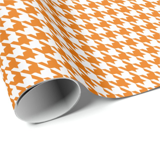 Klassisches Orange-Weiß-Hahnentrittmuster  Geschenkpapier (Rolleneckpunkt)
