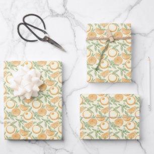 Klassisches Orangenfruchtmuster Geschenkpapier Set