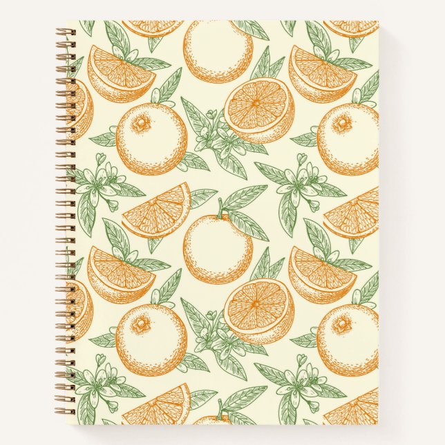 Klassisches Orangenfruchtmuster Notizbuch (Vorderseite)