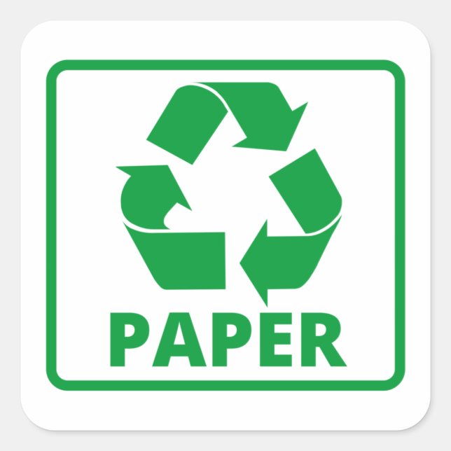 Klassisches Papierzeichen gerecycelt Quadratischer Aufkleber (Vorderseite)