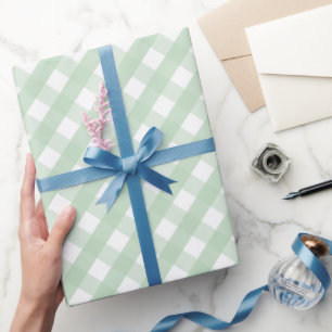 Klassisches Pastellgrün-Gingham-Karomuster Geschenkpapier