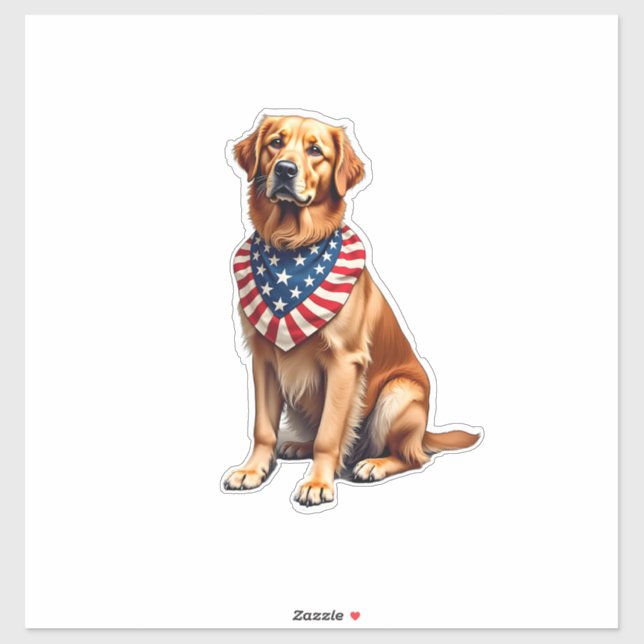 Klassisches patriotisches Golden Retriever Vintage Aufkleber (Blatt)