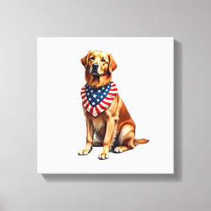 Klassisches patriotisches Golden Retriever Vintage Leinwanddruck