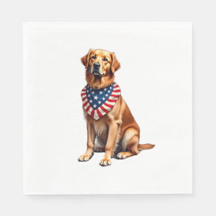 Klassisches patriotisches Golden Retriever Vintage Serviette