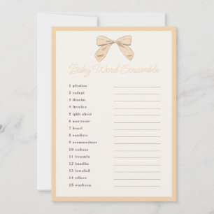 Klassisches Peach Bow Baby Shower Word Scramble Ga Einladung