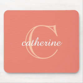 Klassisches Peach Pink Script Monogram Mousepad