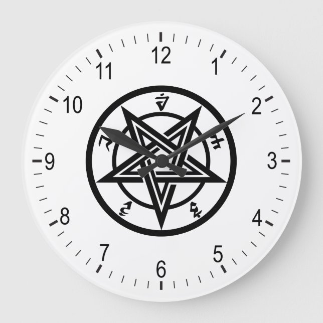Klassisches Pentagramm Große Wanduhr (Vorderseite)