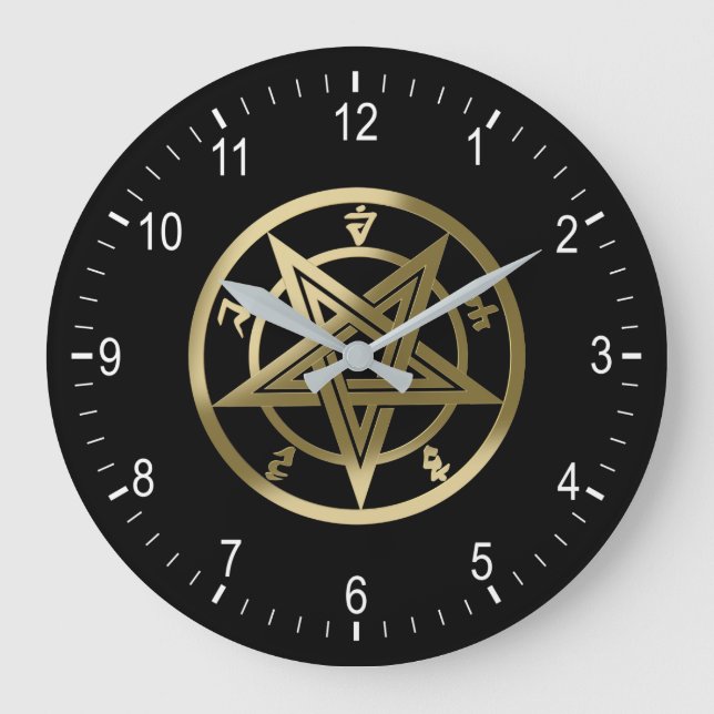 Klassisches Pentagramm Große Wanduhr (Vorderseite)