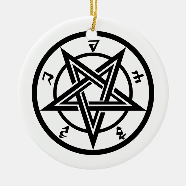 Klassisches Pentagramm Keramik Ornament (Vorne)