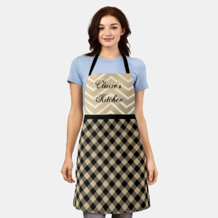 Klassisches personalisiertes Gold-Chevron-Gingham Schürze