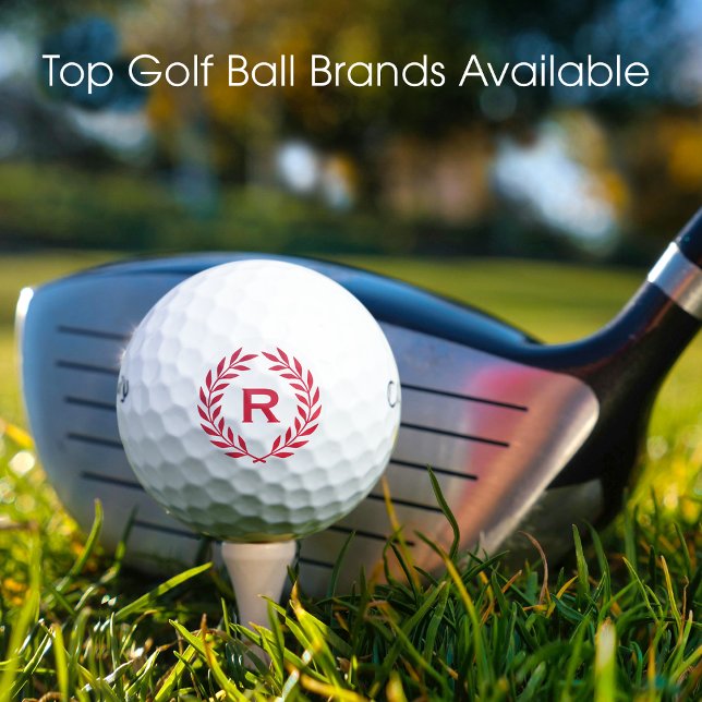 Klassisches Personalisiertes Monogramm-Kraut Rot Golfball (Von Creator hochgeladen)