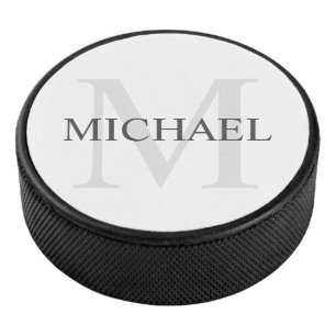 Klassisches Personalisiertes Monogramm und Name Eishockey Puck